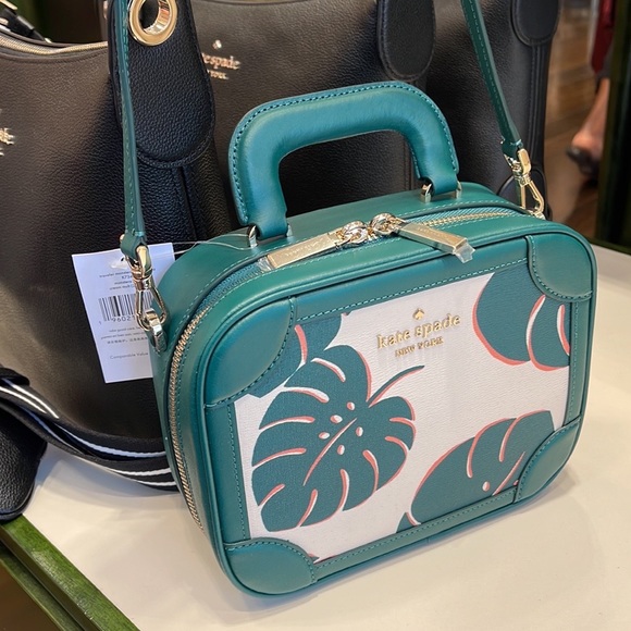 Kate Spade monstera leaves traveler trunk crossbody bag - Picture 5 of 16
